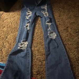 Xs flared ripped jeans